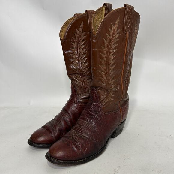 Vintage Tony Lama Leather Cowboy Boots Gold Label “Brown” main image 8